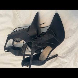 Black bootie t strap with tie